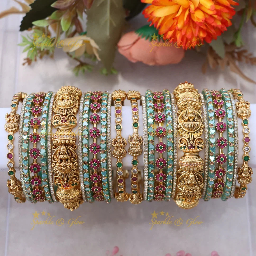 Exquisite Floral Lakshmi Bangle Set for Brides