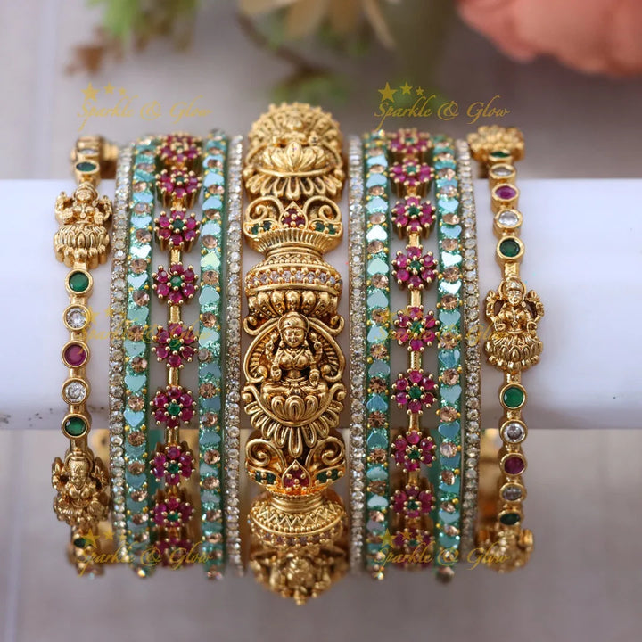 Exquisite Floral Lakshmi Bangle Set for Brides