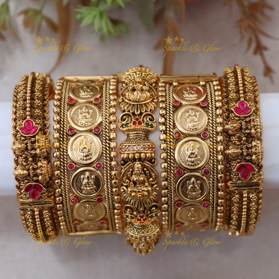 Elegant Lakshmi Coin Bridal Bangles Set Online