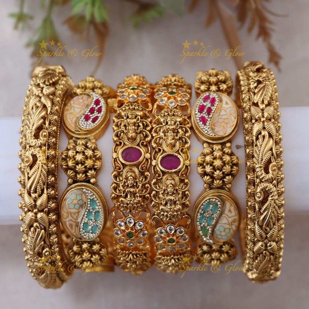 Lakshmi Bridal Bangles: Exquisite Floral Carved Set