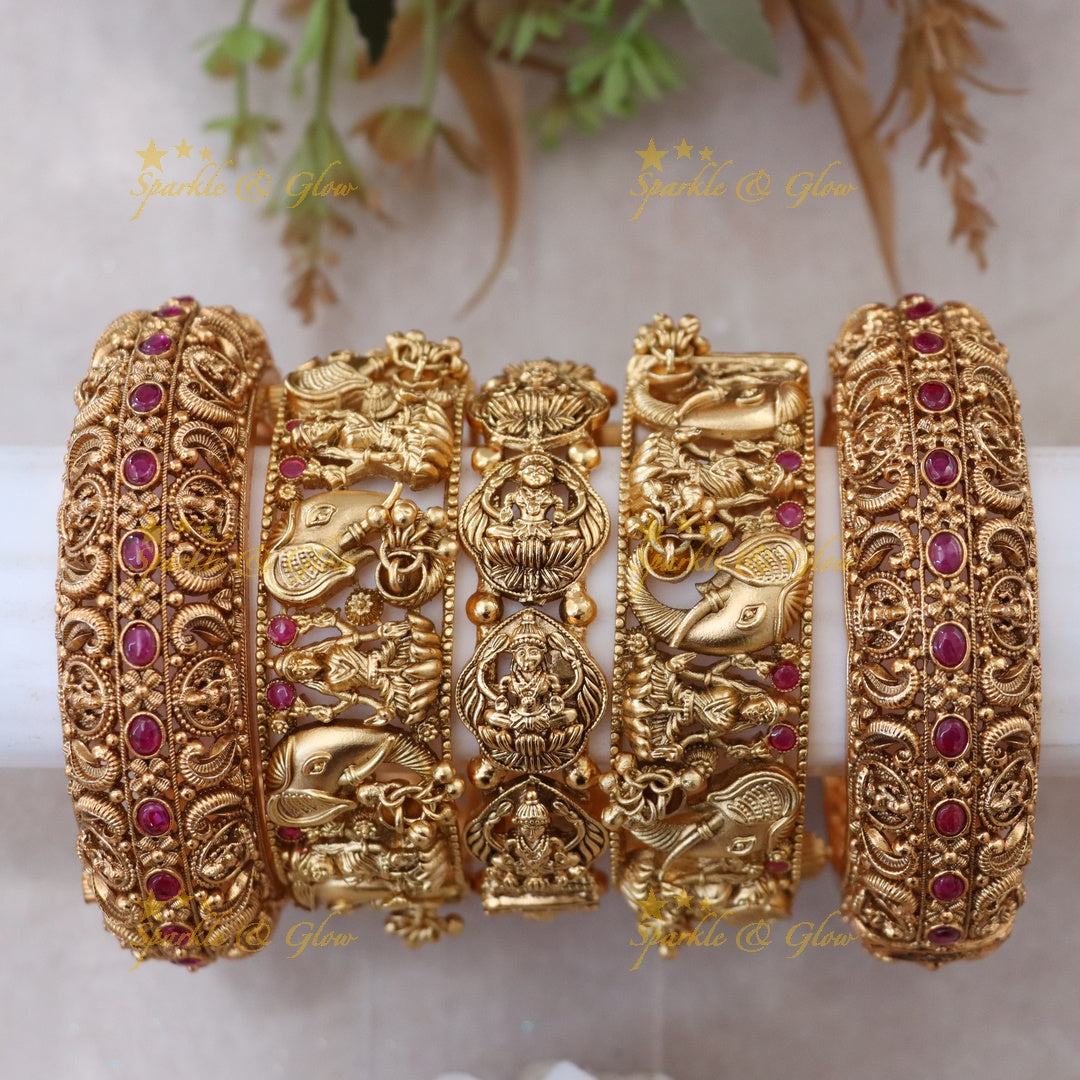 Exquisite Lakshmi Elephant Bridal Bangle Set Online