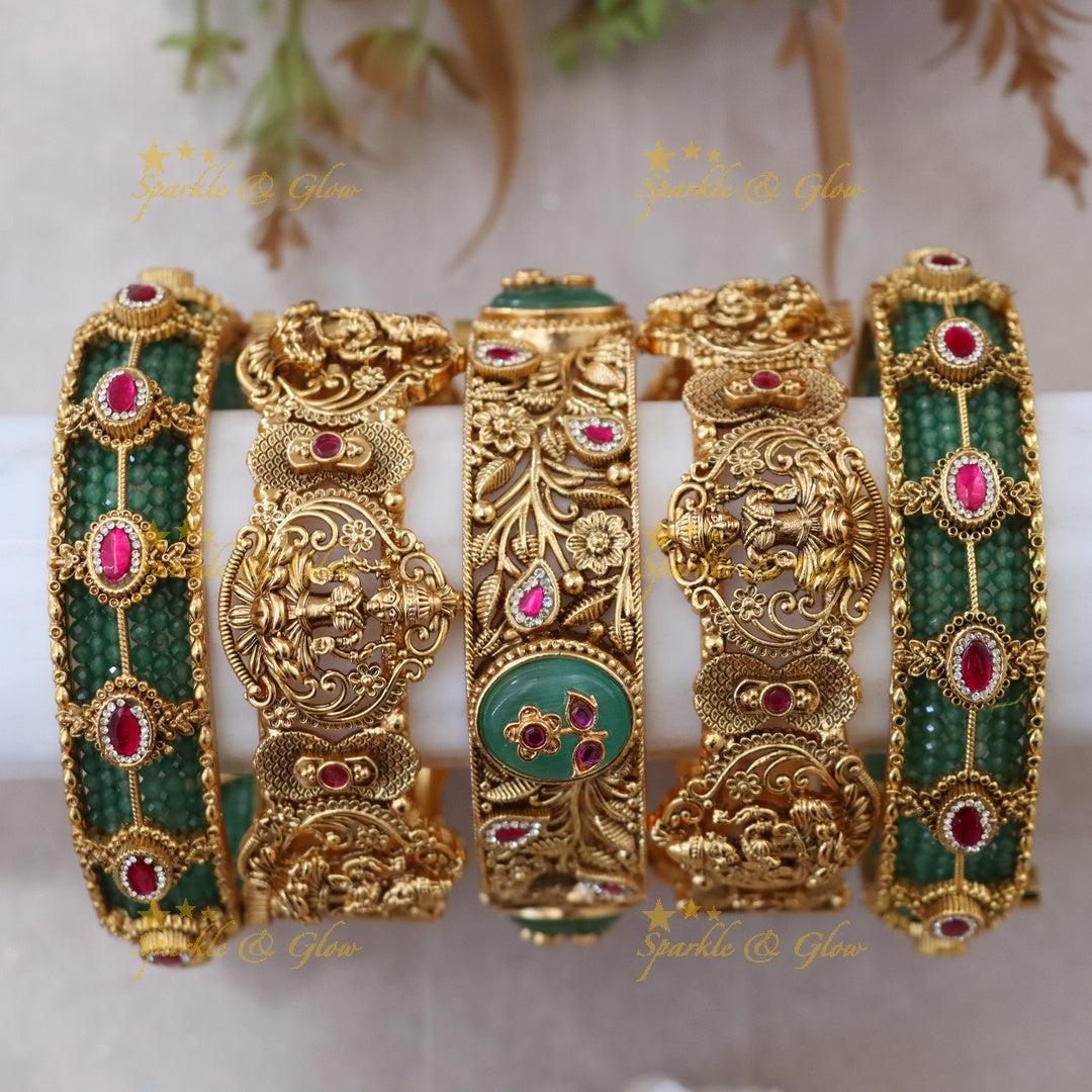Exquisite Lakshmi Bridal Bangles with Floral Design