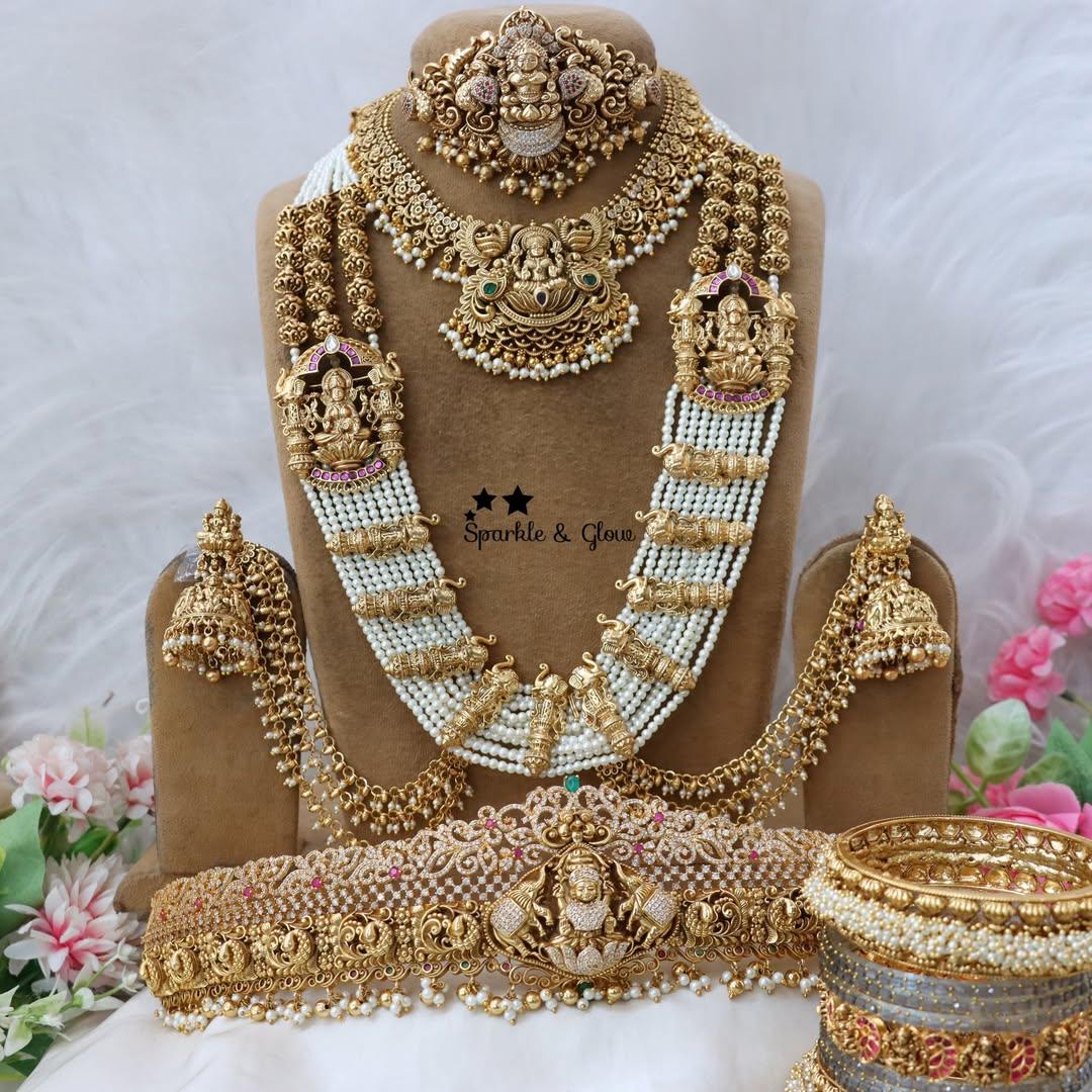 Lakshmi Peacock Temple Bridal Jewelry Set | Elegant Elephant Design