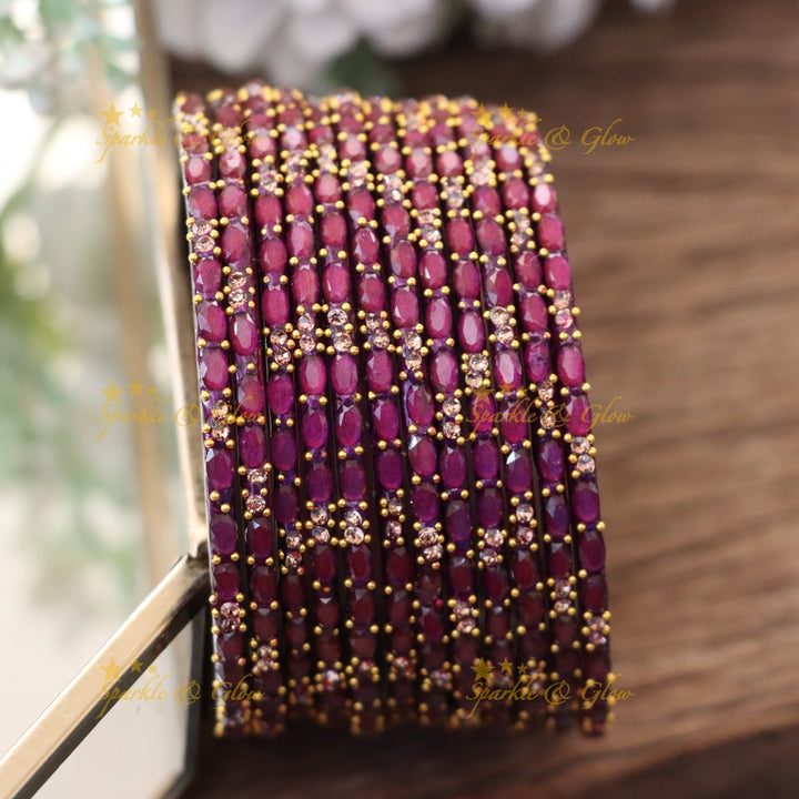 Exquisite White Glass Bangles with Gold Highlights