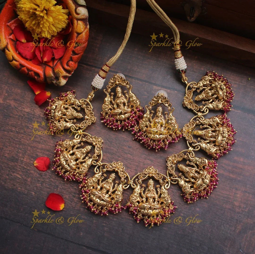 Lakshmi gold alike necklace - Pink - Sparkle and Glow