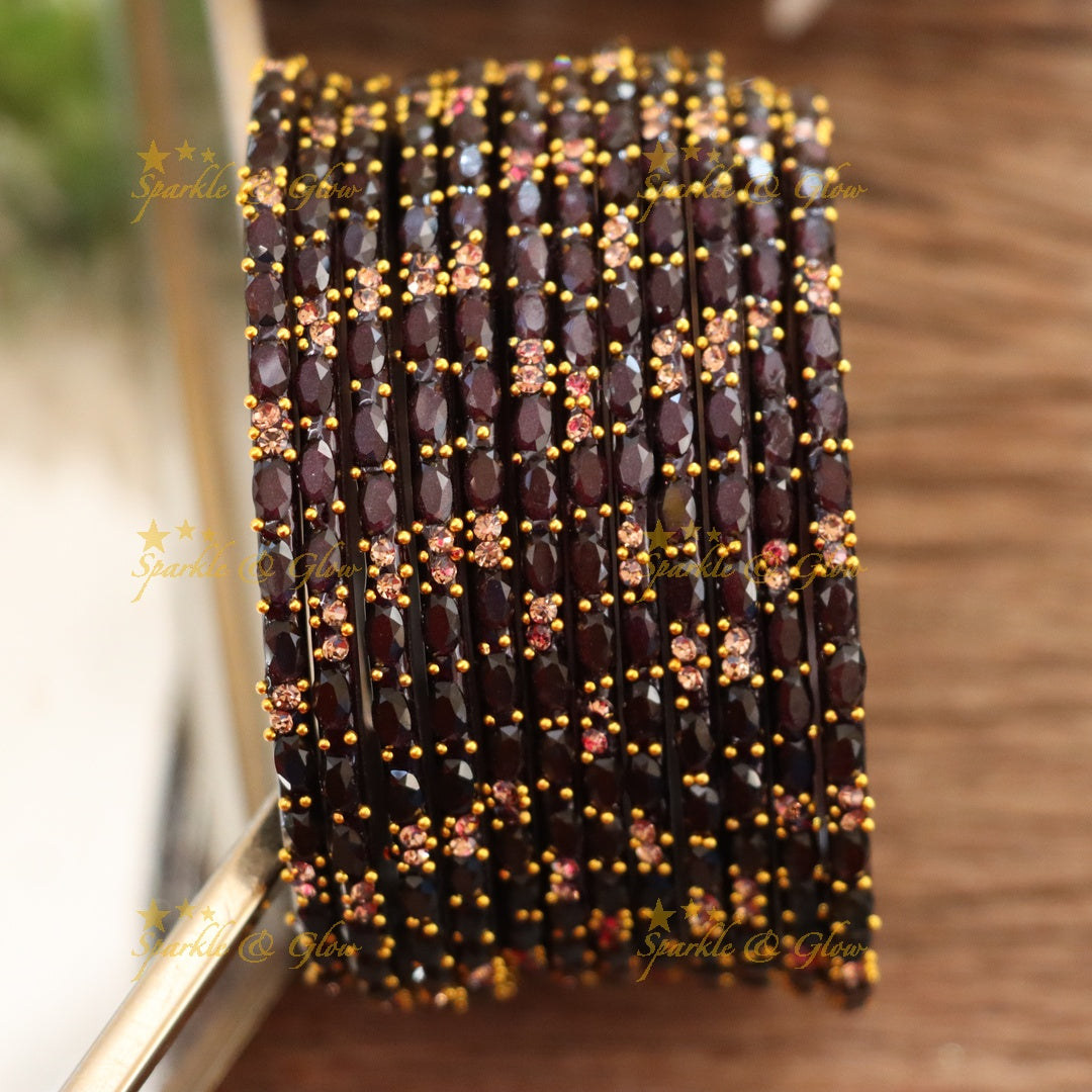 Exquisite White Glass Bangles with Gold Highlights