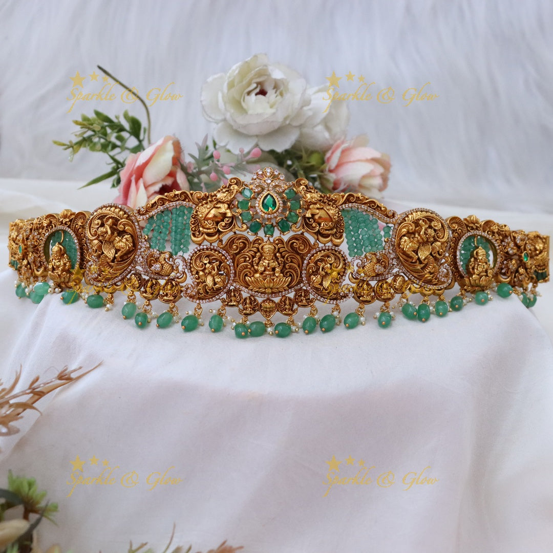 Elegant Gold Temple Hip Belt for Festive Occasions