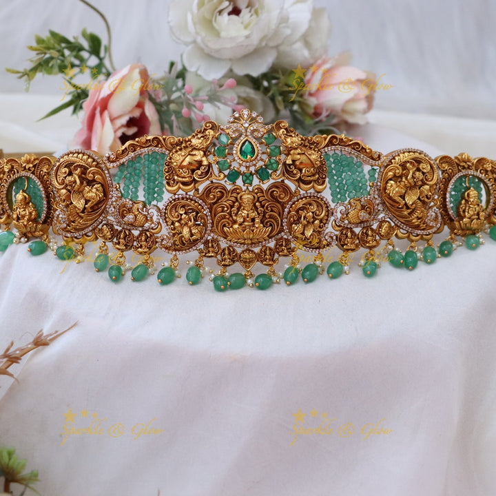 Elegant Gold Temple Hip Belt for Festive Occasions