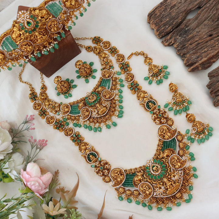 Exquisite Indian Bridal Gold Temple Jewellery Set