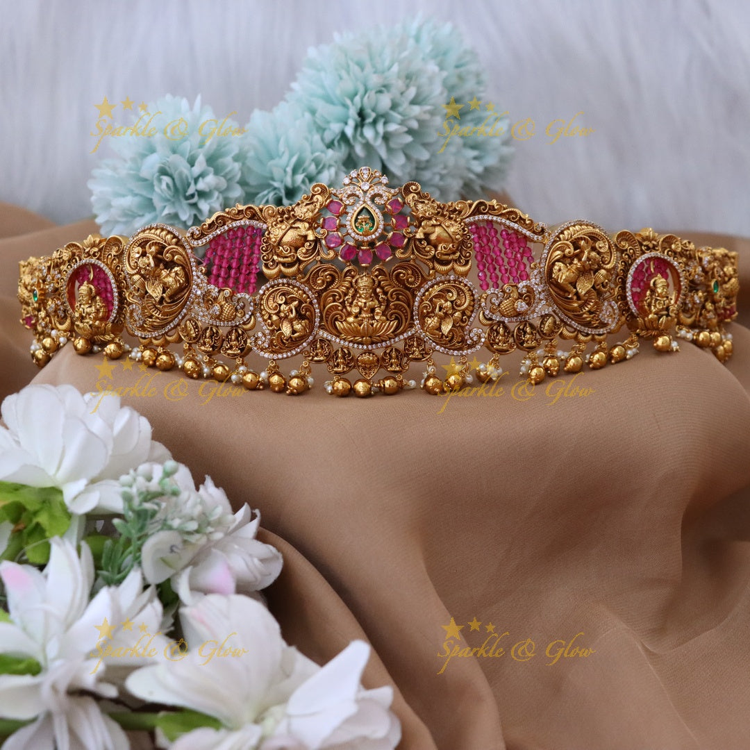 Elegant Gold Temple Hip Belt for Festive Occasions
