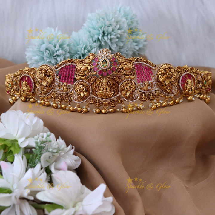 Elegant Gold Temple Hip Belt for Festive Occasions