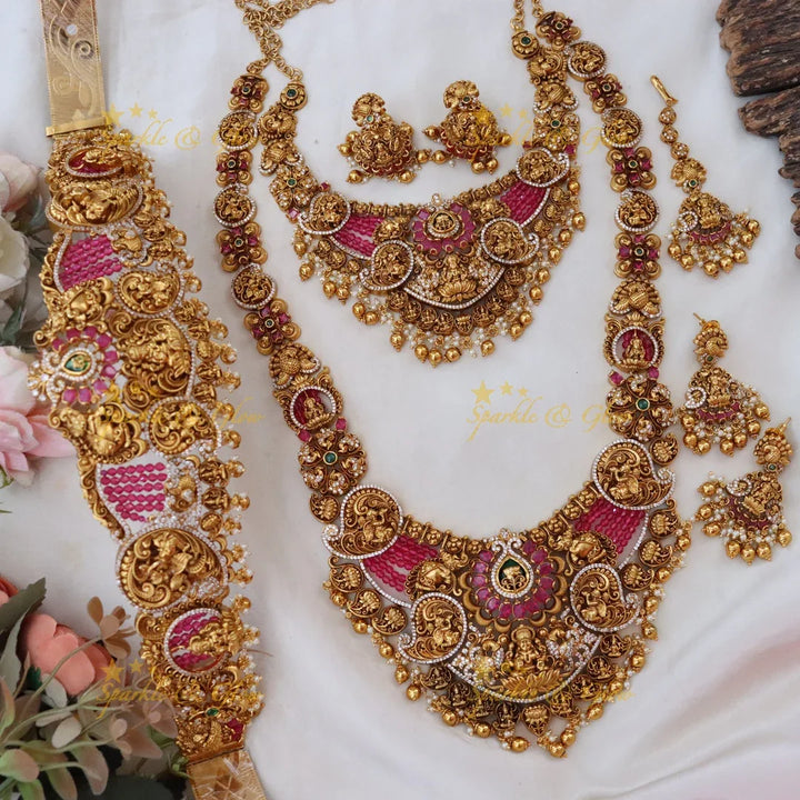 Exquisite Indian Bridal Gold Temple Jewellery Set