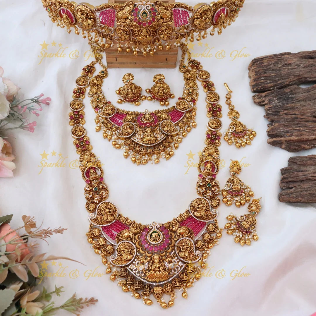 Exquisite Indian Bridal Gold Temple Jewellery Set