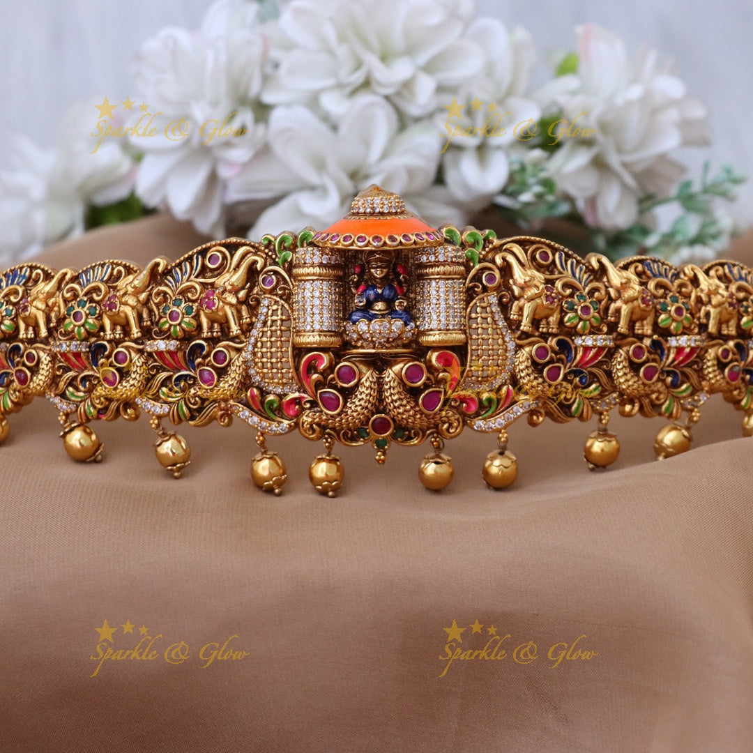 Luxurious Gold Temple Hip Belt for Weddings & Festivities