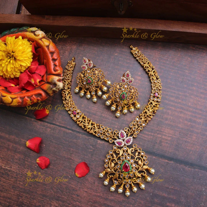CZ stones non idol premium matte necklace - Sparkle and Glow