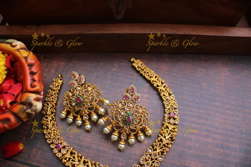 CZ stones non idol premium matte necklace - Sparkle and Glow