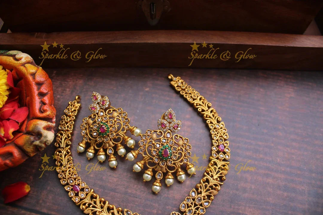 CZ stones non idol premium matte necklace - Sparkle and Glow