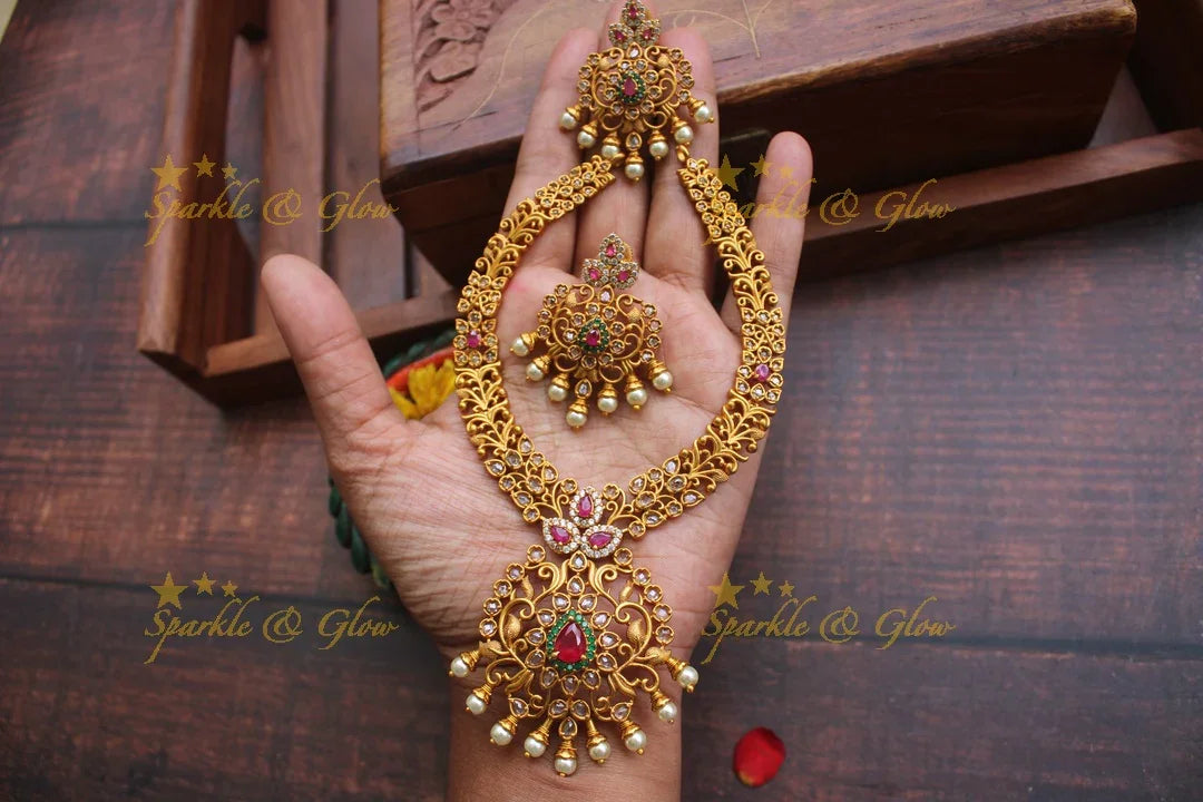 CZ stones non idol premium matte necklace - Sparkle and Glow