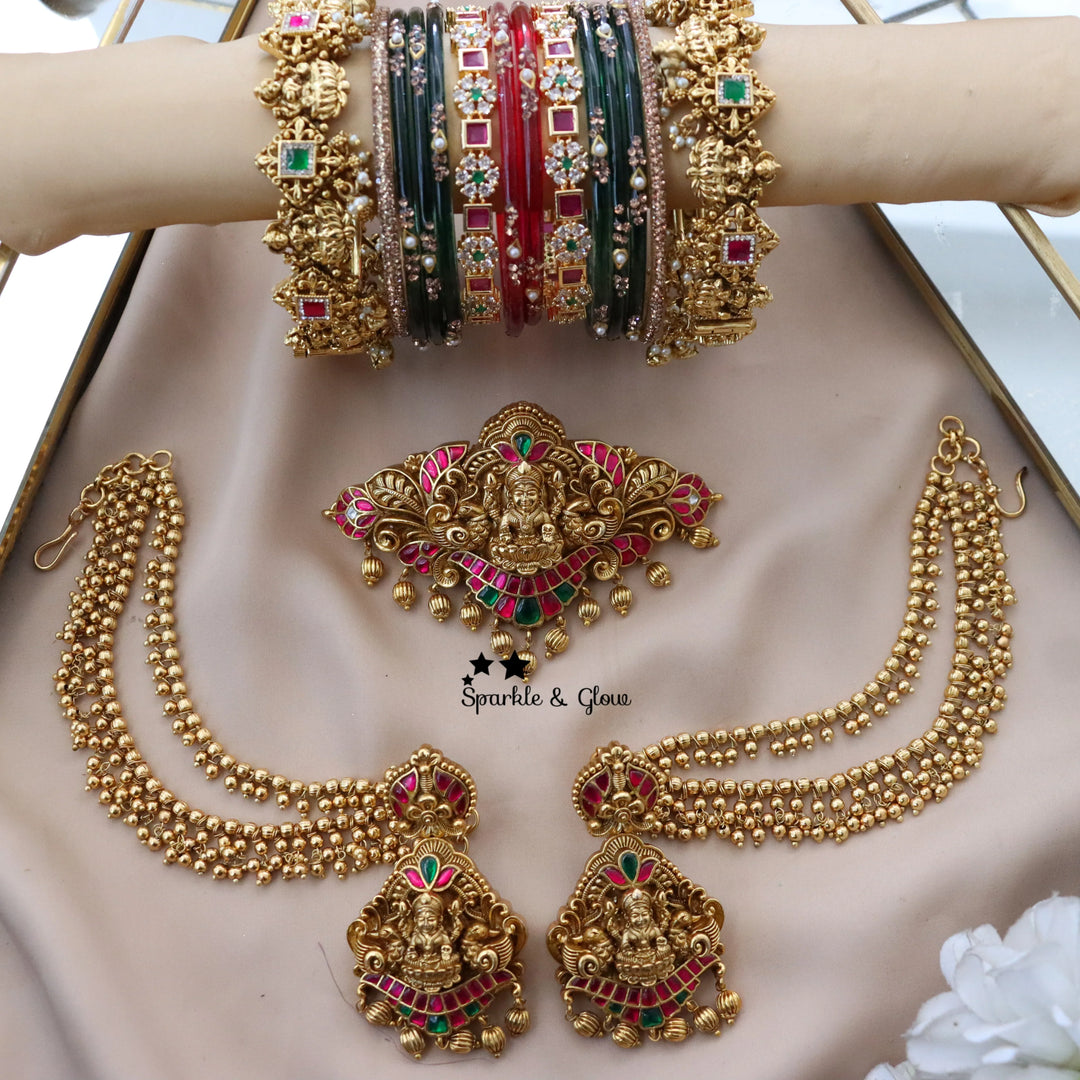 Exquisite Gold Temple Choker Set - Perfect Wedding Glamour