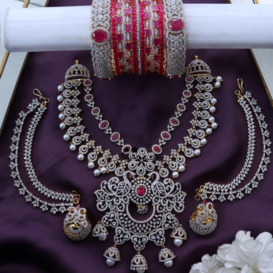 Exquisite Peacock and Floral Bridal Jewellery Set