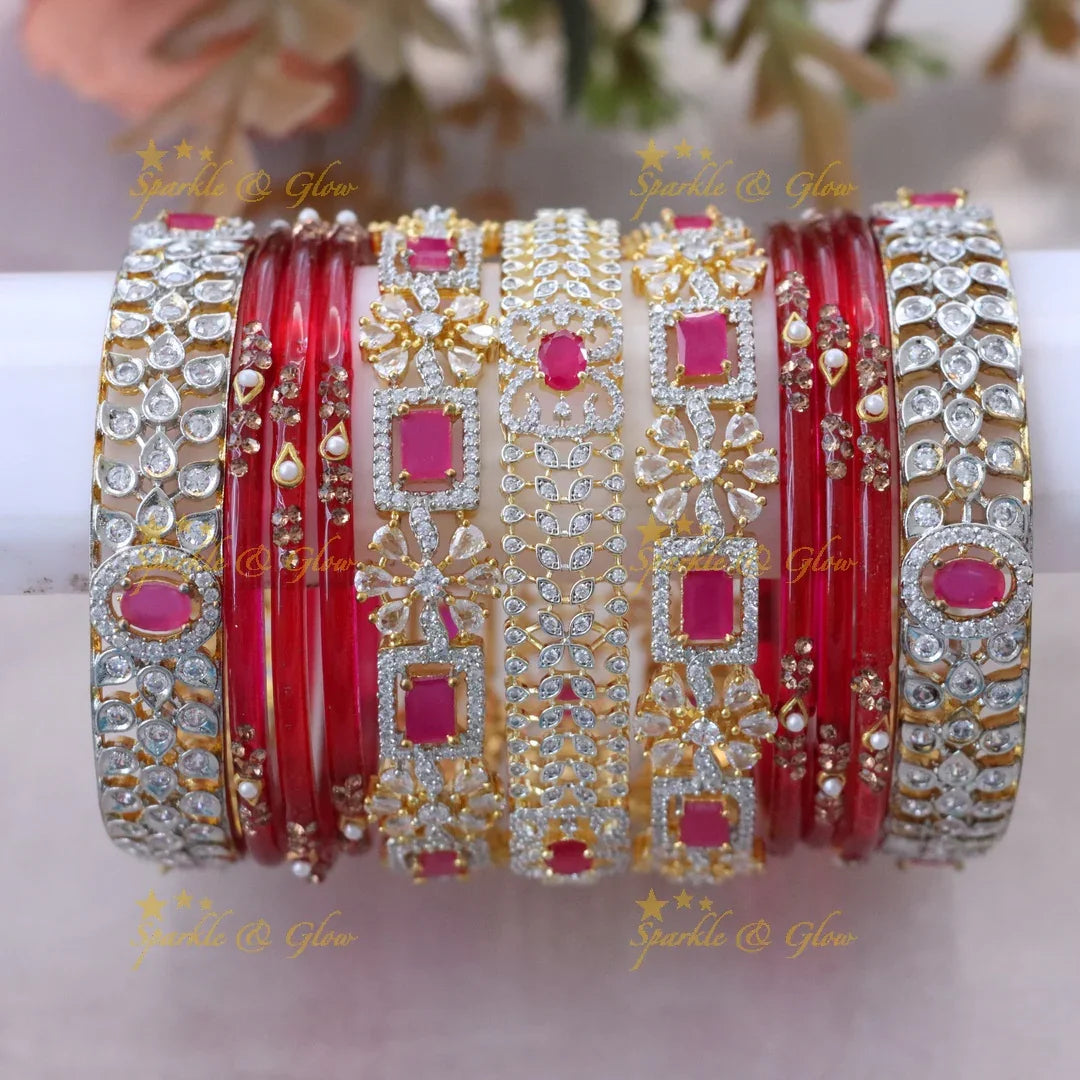 Elegant American Diamond Bridal Bangle Set Online