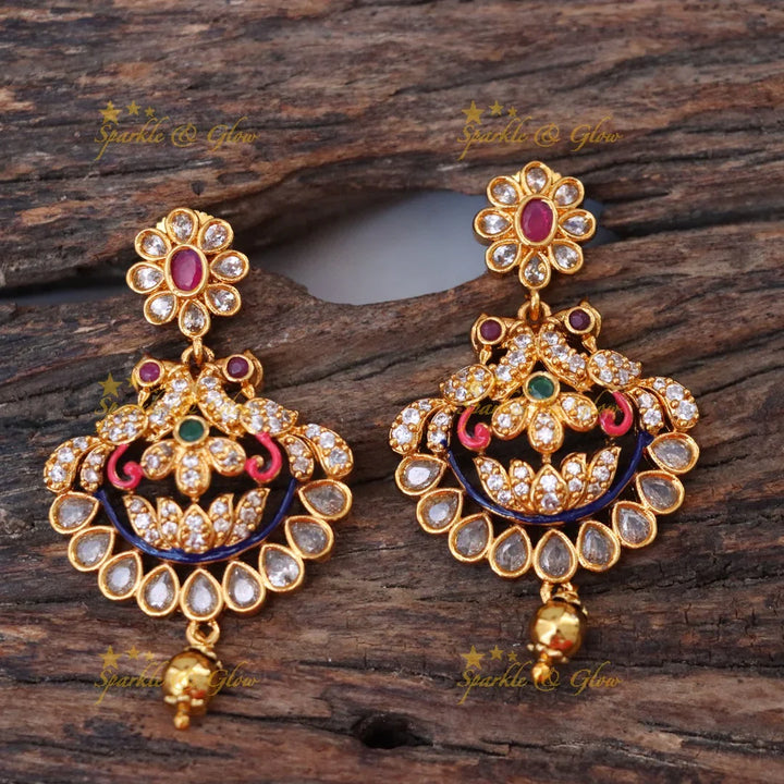 Majestic Temple Necklace & Earrings for Festivals