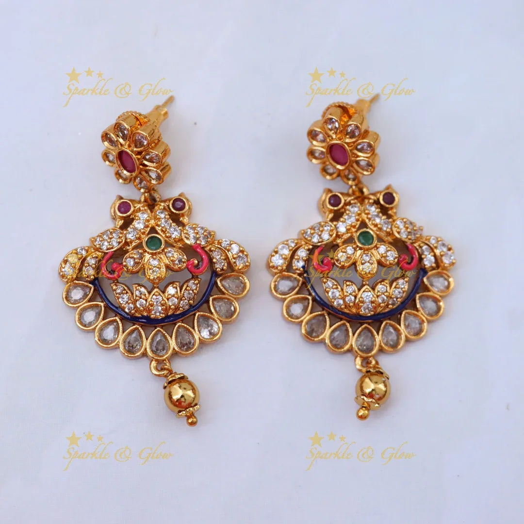 Majestic Temple Necklace & Earrings for Festivals