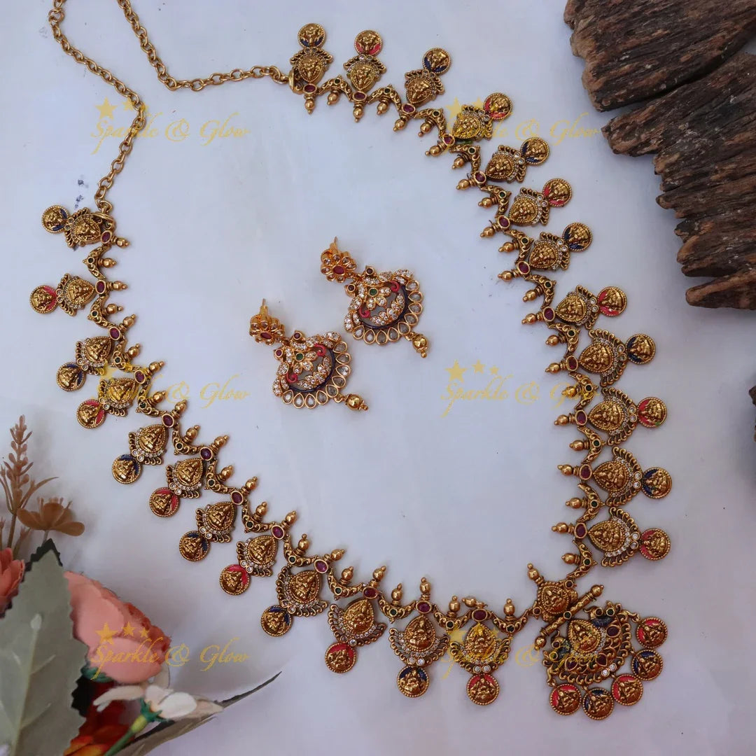 Majestic Temple Necklace & Earrings for Festivals