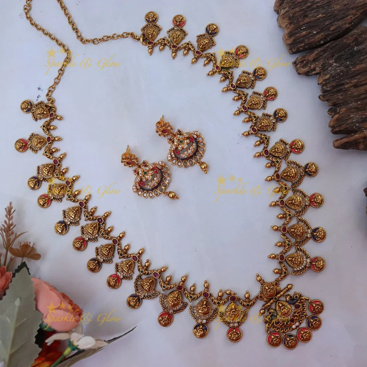 Majestic Temple Necklace & Earrings for Festivals