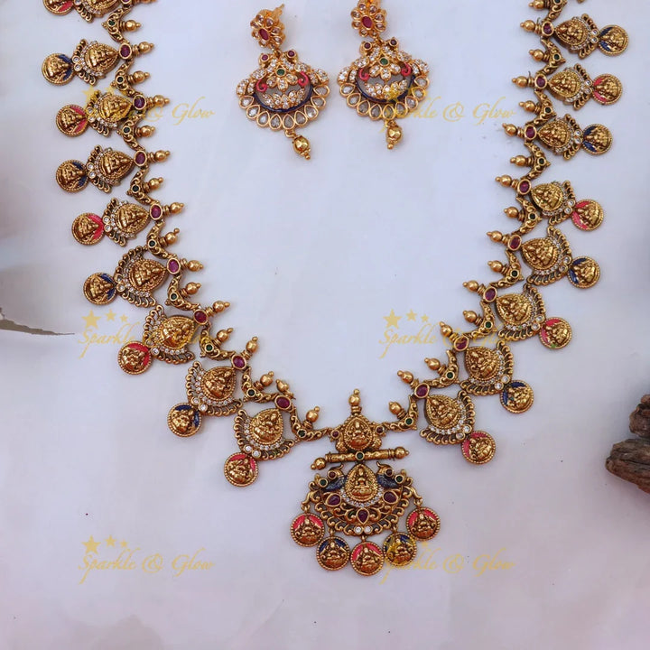 Majestic Temple Necklace & Earrings for Festivals