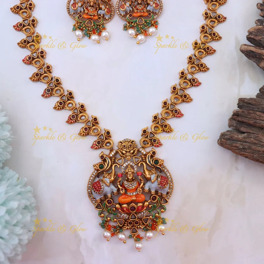 Exquisite Long Temple Necklace for Weddings & Festivals