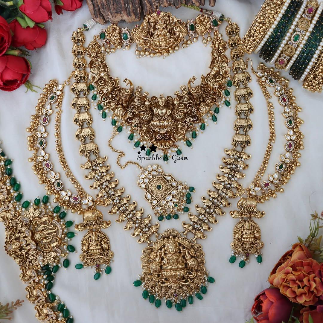 Exquisite Lakshmi Temple Bridal Necklace Collection