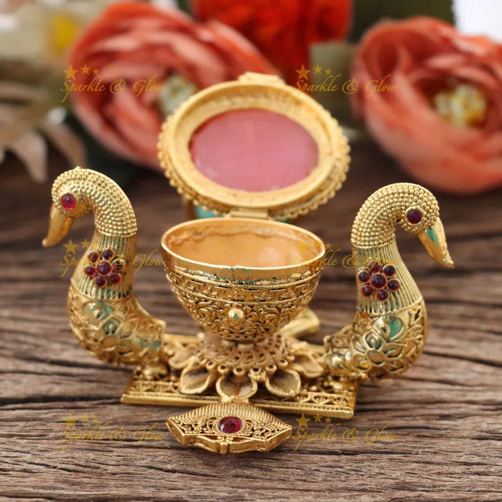 Exquisite Festive Gold Kumkum Box for Traditional Charm