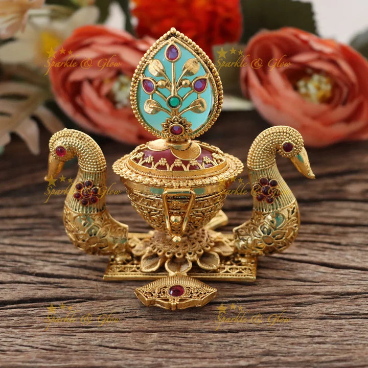 Exquisite Festive Gold Kumkum Box for Traditional Charm