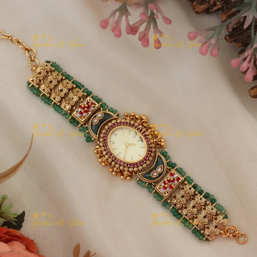 Antique Gold Watch with Gem Accents – Elegant Design Preorder 30 Days