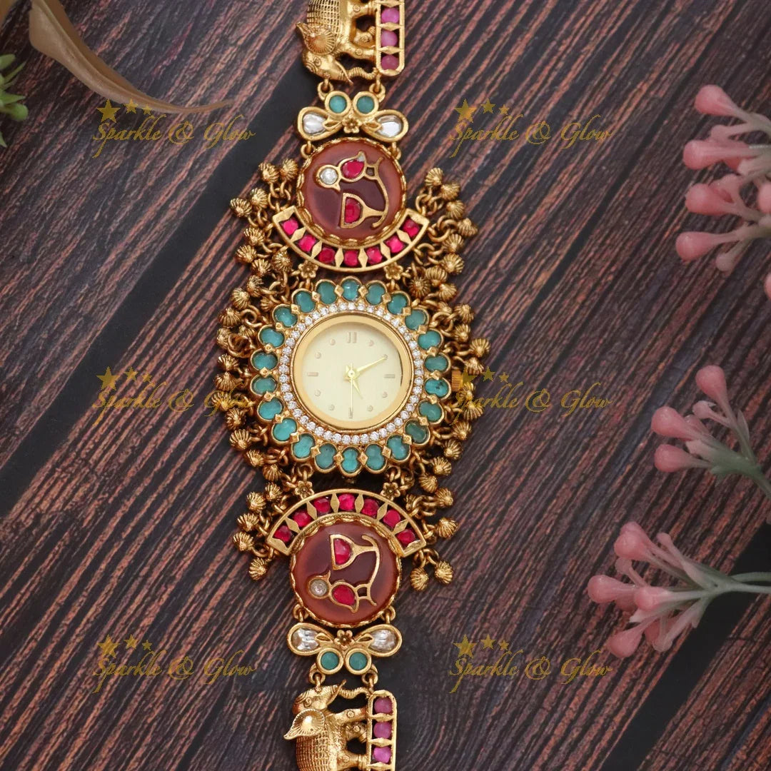 Antique Gold Festive Bracelet Watch for Elegant Style