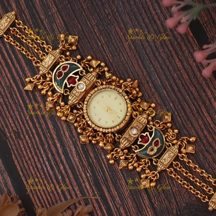 Antique Gold Watch Bracelet – Perfect Festive Accessory Preorder 30 days