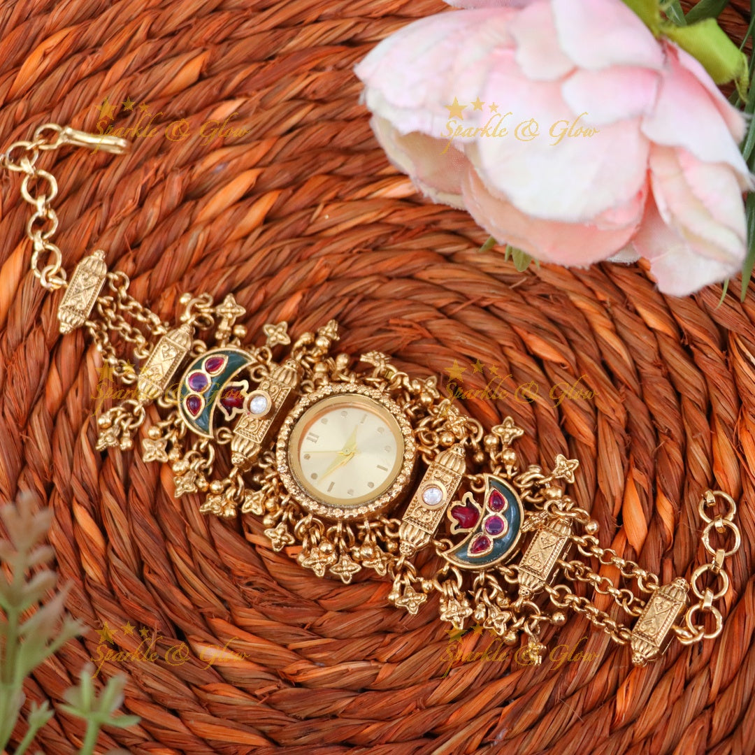 Antique Gold Watch Bracelet – Perfect Festive Accessory Preorder 30 days