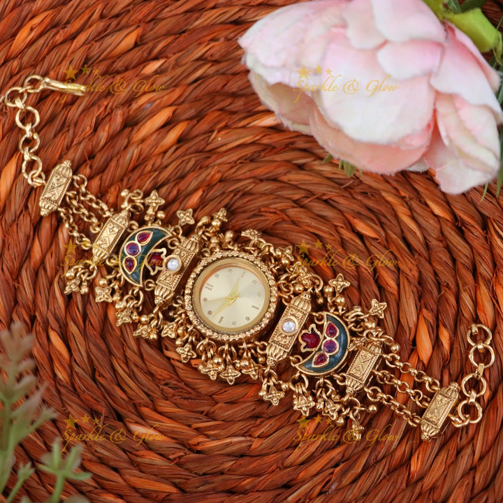 Antique Gold Watch Bracelet – Perfect Festive Accessory Preorder 30 days