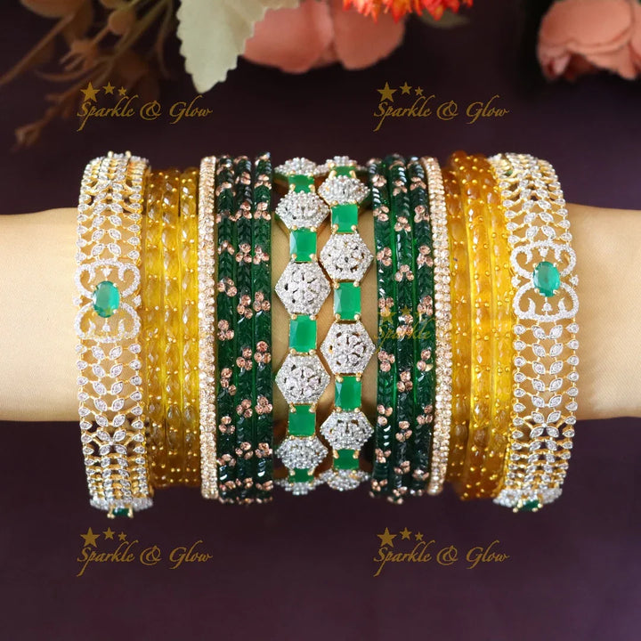 Stunning Bridal American Diamond Bangle Set - Sparkle & Glow