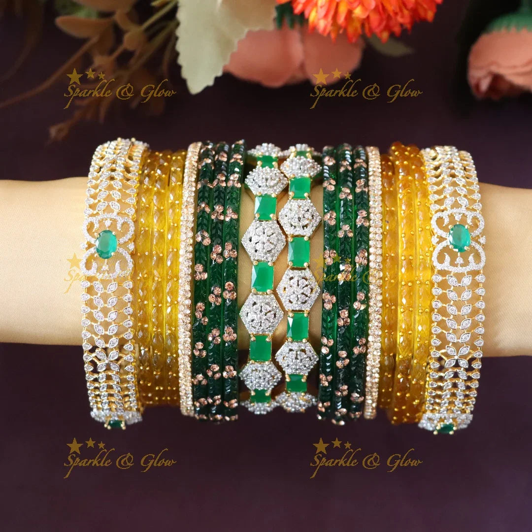 Stunning Bridal American Diamond Bangle Set - Sparkle & Glow
