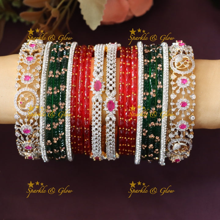 Exquisite Bridal Bangle Sets with American Diamonds