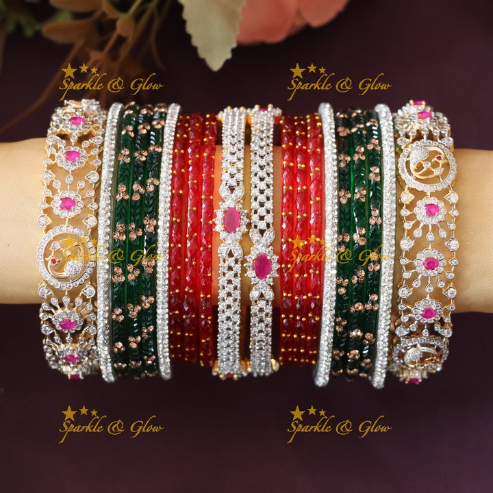 Exquisite Bridal Bangle Sets with American Diamonds