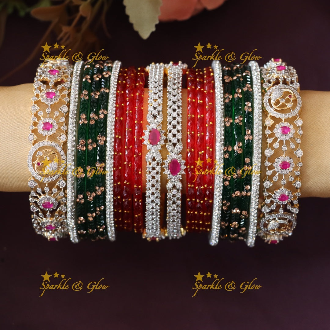 Exquisite Bridal Bangle Sets with American Diamonds