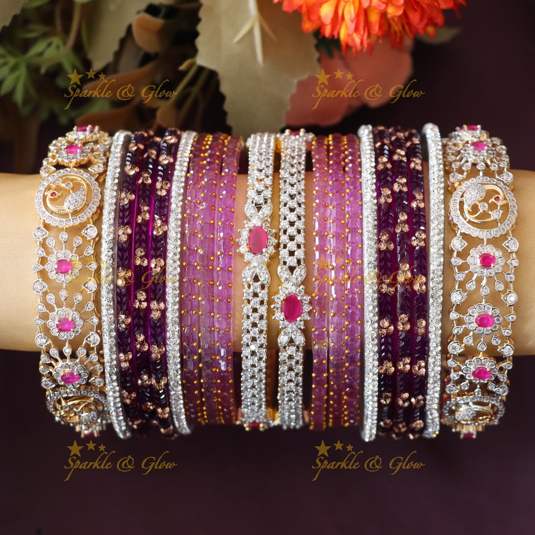 Elegant American Diamond Bridal Bangle Sets