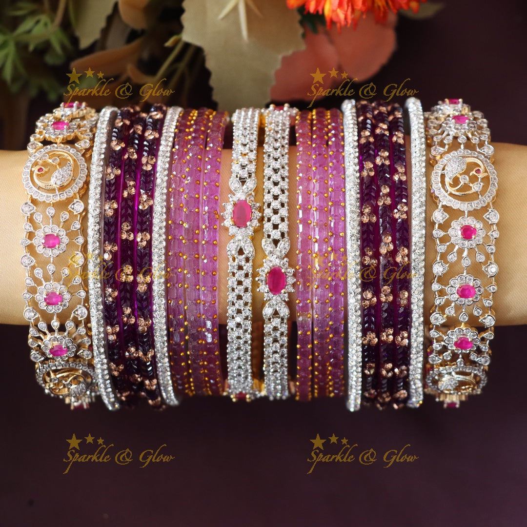 Elegant American Diamond Bridal Bangle Sets