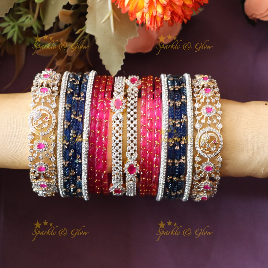 Exquisite Bridal Bangle Sets Adorned with American Diamonds