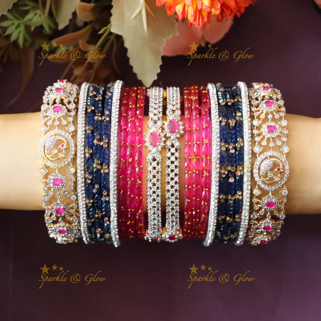 Exquisite Bridal Bangle Sets Adorned with American Diamonds