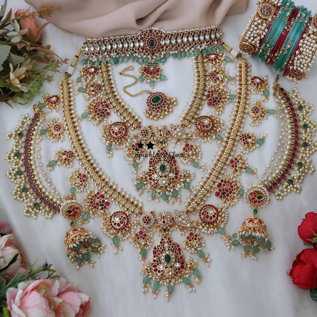 Exquisite Lakshmi Temple Bridal Necklaces - Sparkle & Glow