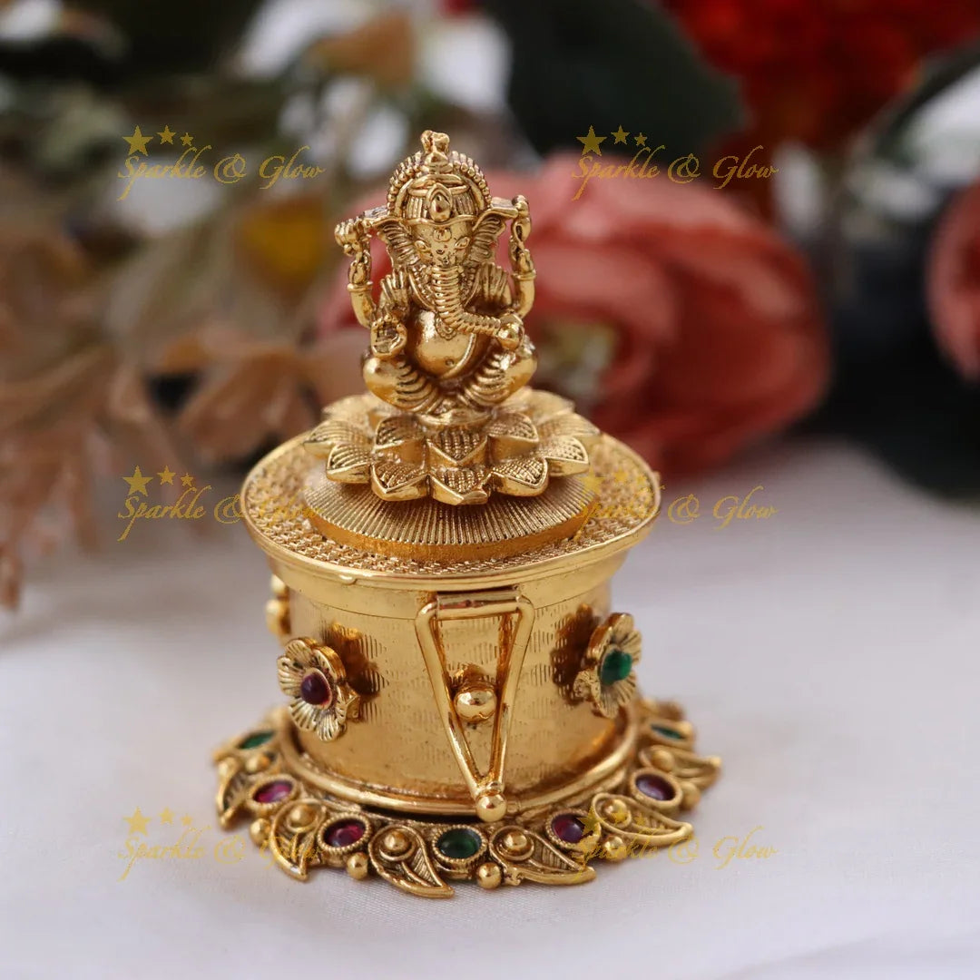 Exquisite Gold Kumkum Box for Festivals & Weddings